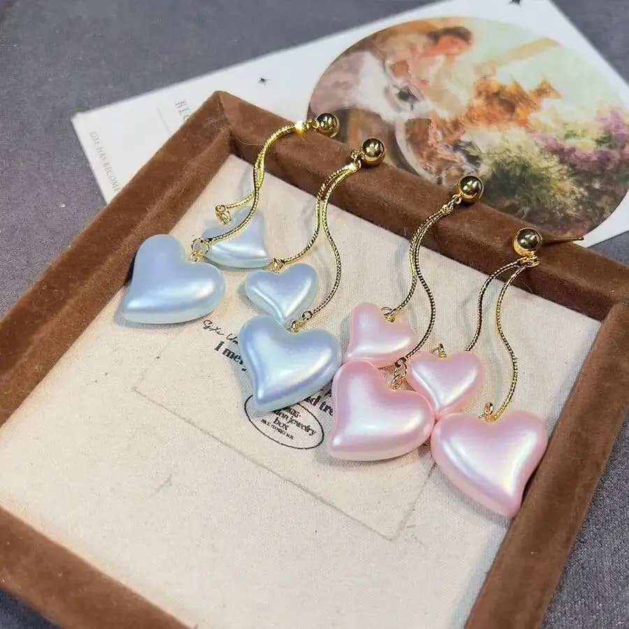 Heart Shaped Pearlized Drop Earrings For Women Fashion Jewelry