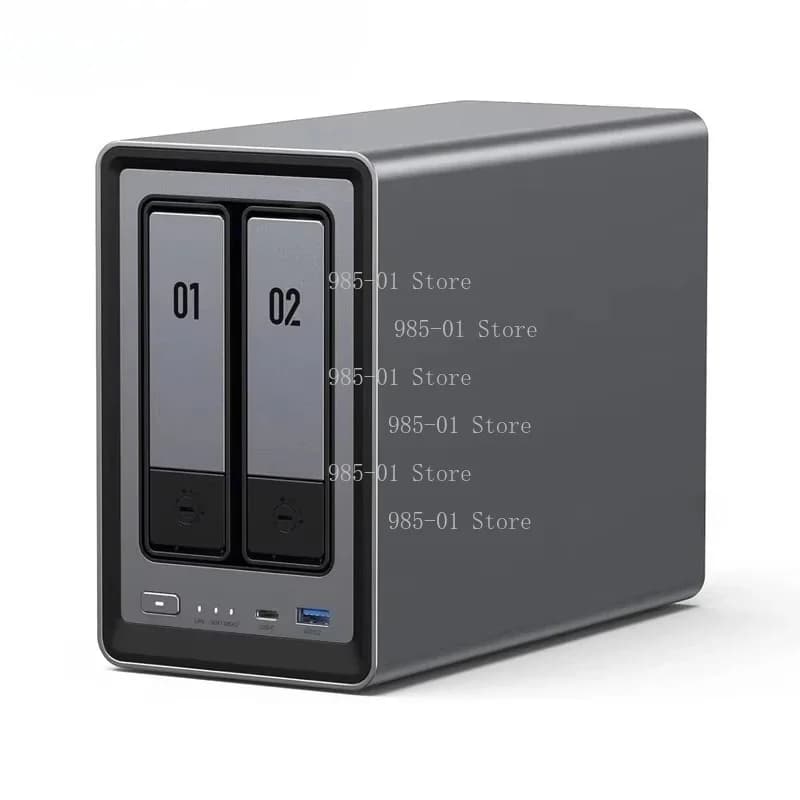 NAS Desktop Quad Core Intel N100, Storage di Rete Senza Dischi a 2 Bay con HDMI 4K, 8GB RAM DDR5