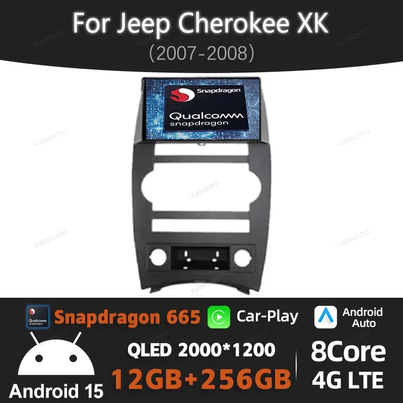 Android 15 Autoradio Per Jeep Cherokee Commander XK 2007 2008 Wireless Carplay Auto Viedo Lettore GPS Qualcomm 2DIN DSP Stereo BT