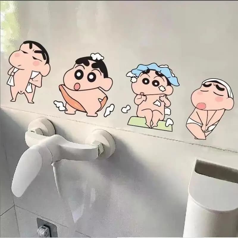 Anime Cartoon Crayon Shin Chan Adesivo impermeabile per auto e moto Adesivo per WC da bagno Kawaii Adesivo per decorazione piastrelle