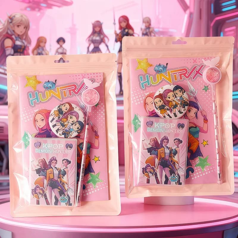Set di cancelleria anime K-pop dal design accattivante, articoli per l'apprendimento e la cultura, souvenir per studenti, regali di compleanno.