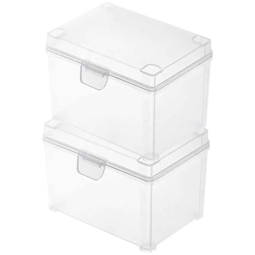 2Pcs Small Storage Boxes Business Card Holder Boxes Plastic Containers Mini Clear Organizer for Tarot Cards Earrings Hairpins
