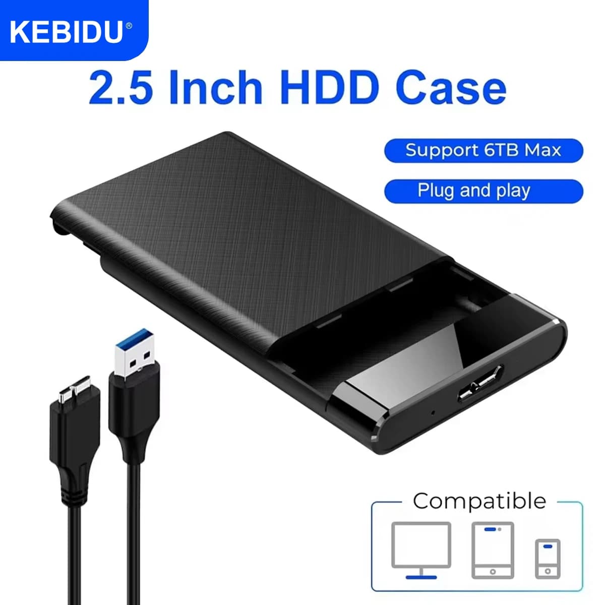 Custodia per HDD Custodia per disco rigido da 2,5 ''SATA a USB 3.0 per disco SSD HDD Box Custodia USB C 3.1 Gen 2 Custodia per HDD esterna HD per PC