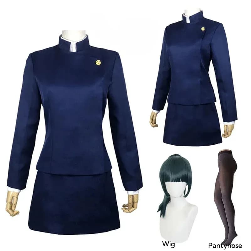Anime Jujutsu Kaisen Maki Zenin Costume Cosplay Maki Zenin Wig Top skirts Full set Maki Halloween party uniforms for women Men