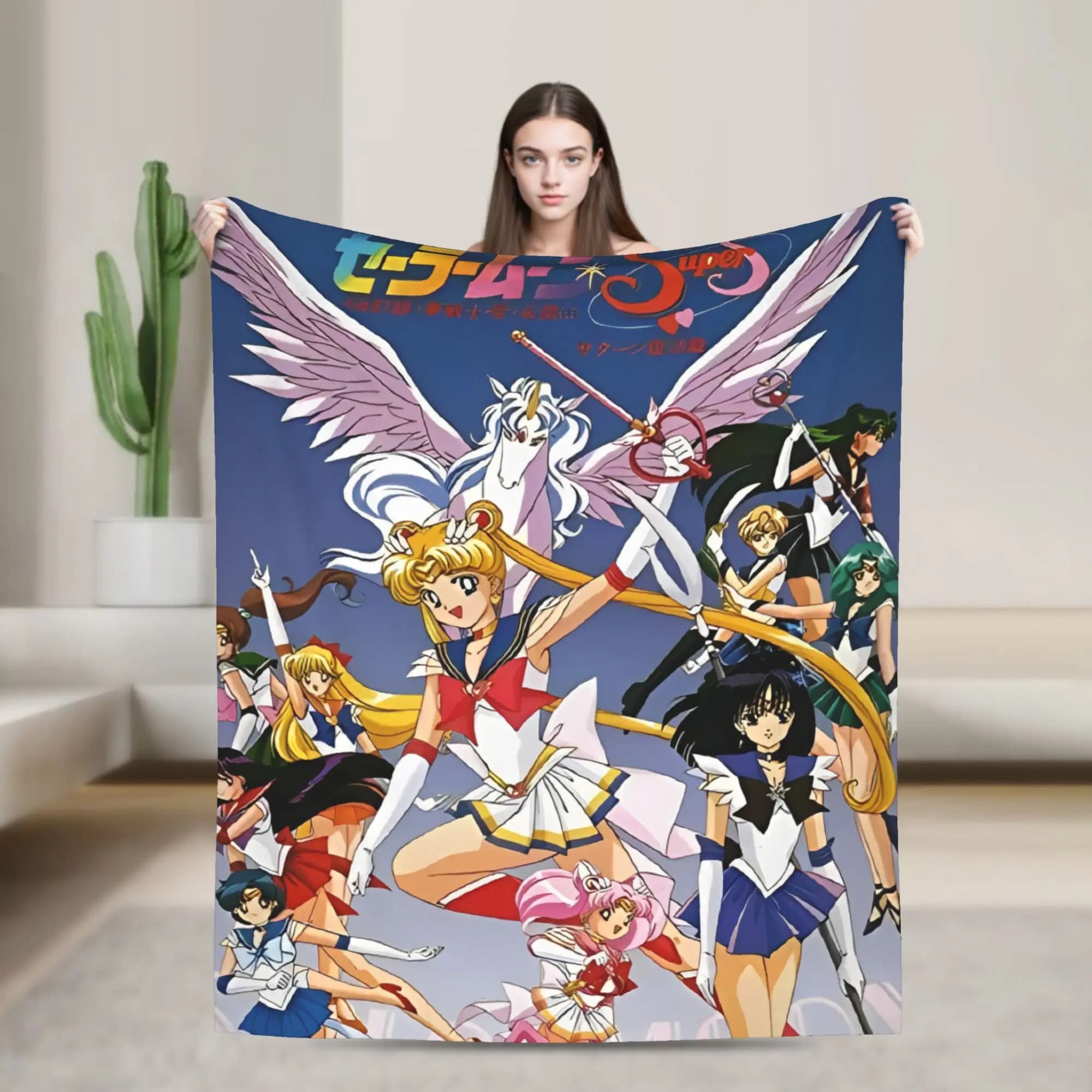 S-Sailor M-Moon Coperta anime Calda e divertente coperta in peluche per camera da letto Copriletto decorativo in flanella