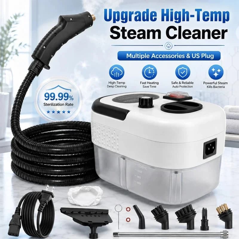 2500W High-Temperature Handheld Steam Cleaner | 110V Portable Steam Cleaning Machine, US Plug, Complete Multi-Purpose Accessory