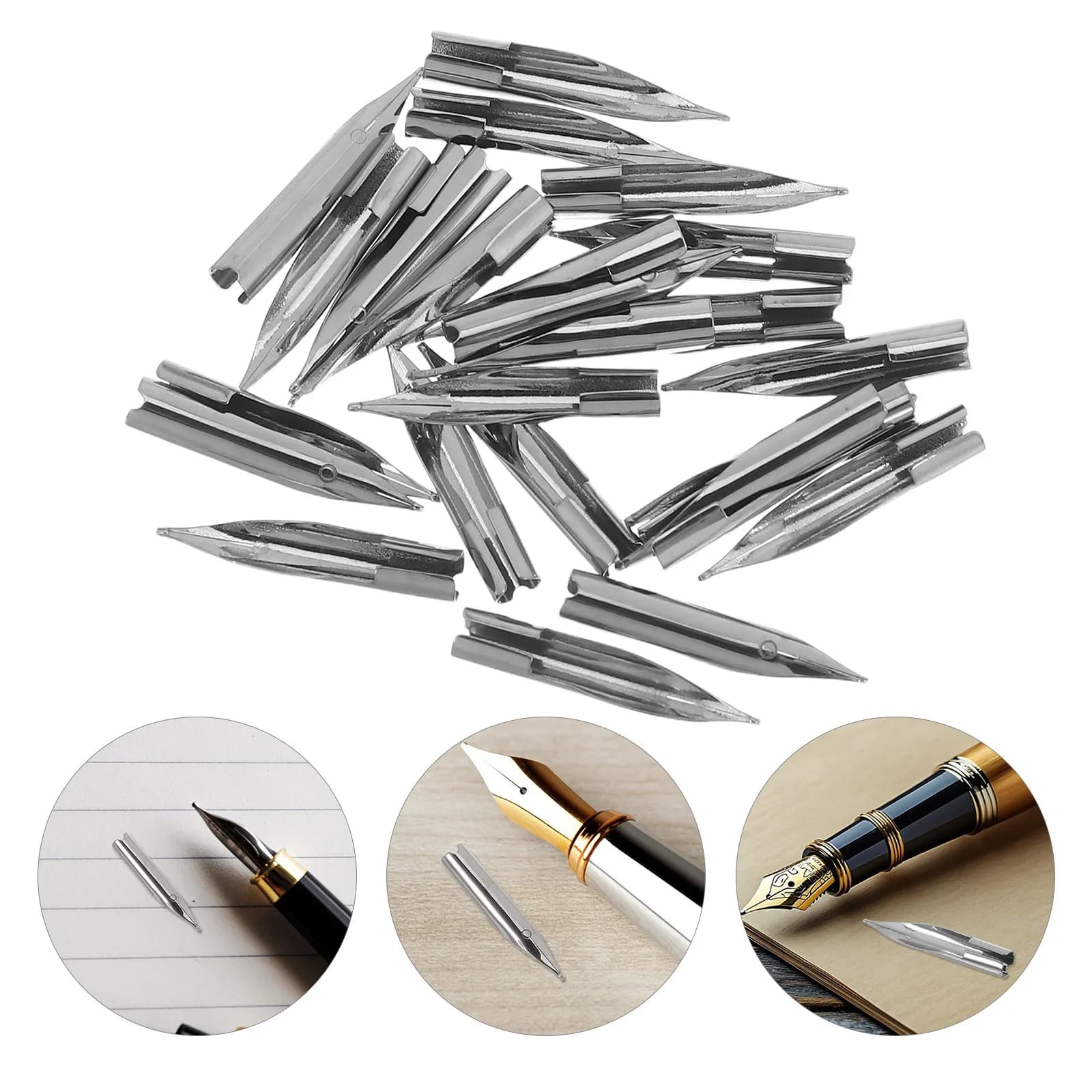 25Pcs Steel Fountain Pen Nibs 0.38mm Fine Tip Replacement Smooth Writing Reliable Durability Extended Pen Life Calligraphy
