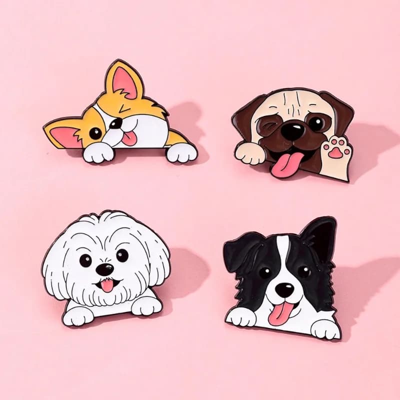 Spille Creative a Forma di Cane: Corgi, Border Collie, Pug - Distintivi in Lega per Decorazione Fai-da-te di Vestiti, Borse, Scarpe, Cappelli, Sciarpe, T-shirt, Jeans e Auto