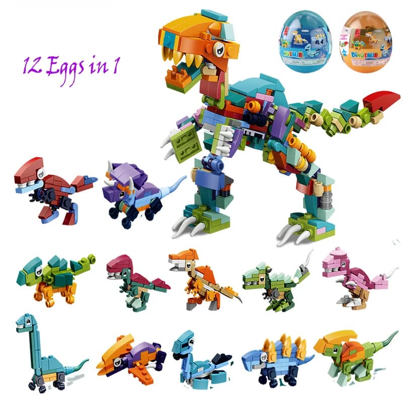Jurassic World MOC Gashapon Twisted Dragon Egg Building Blocks piccole particelle Dinosaur Puzzle Set giocattoli regali per bambini