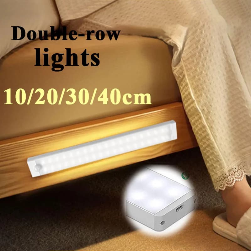 Luce con sensore di movimento USB LED sotto l'armadio per cucina, armadio, camera da letto, guardaroba, stanza di stoccaggio, luce notturna per interni