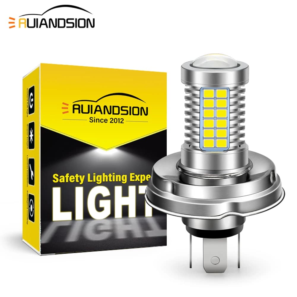 Ruiandsion BA21D BA20D P45T Led Motorcycle Headlamp Bulb 2835 Chip 54 Beads Scooter Lighting Motorcycle Accessories AC/DC 1500LM