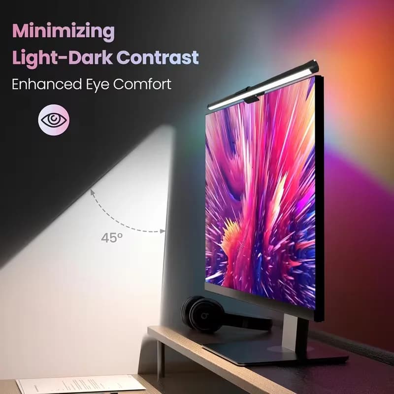 Monitor Light Bar LED Computer Screen Hanging Lights RGB Atmosphere Table Lamp Stepless Dimmable for Work Study Read Gaming