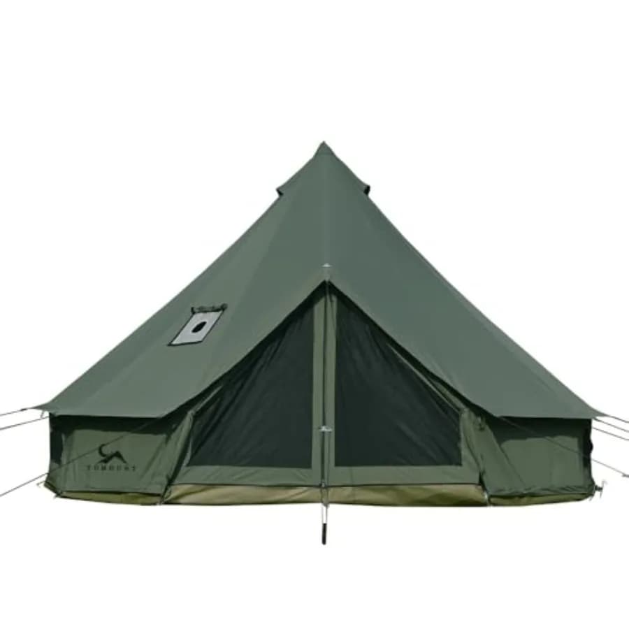 Tenda in tela TOMOUNT, tenda a campana/yurt con foro per stufa, pavimento rimovibile con cerniera per glamping, campeggio in camion e auto