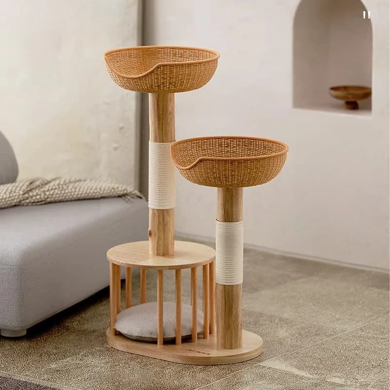 Torre per Gatti da Interno con Lettiera, Grande Albero per Gatti, Castello in Legno, Scala Moderna per Arrampicarsi, Rascador De Gatos, Arredamento per Gatti