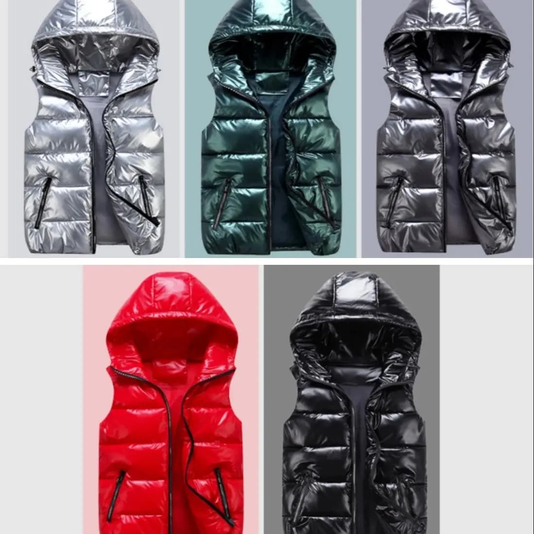 Gilet invernali con cappuccio lucido nuovo colore brillante gilet imbottito giacca senza maniche gilet femminile studente giacca calda genitore-figlio