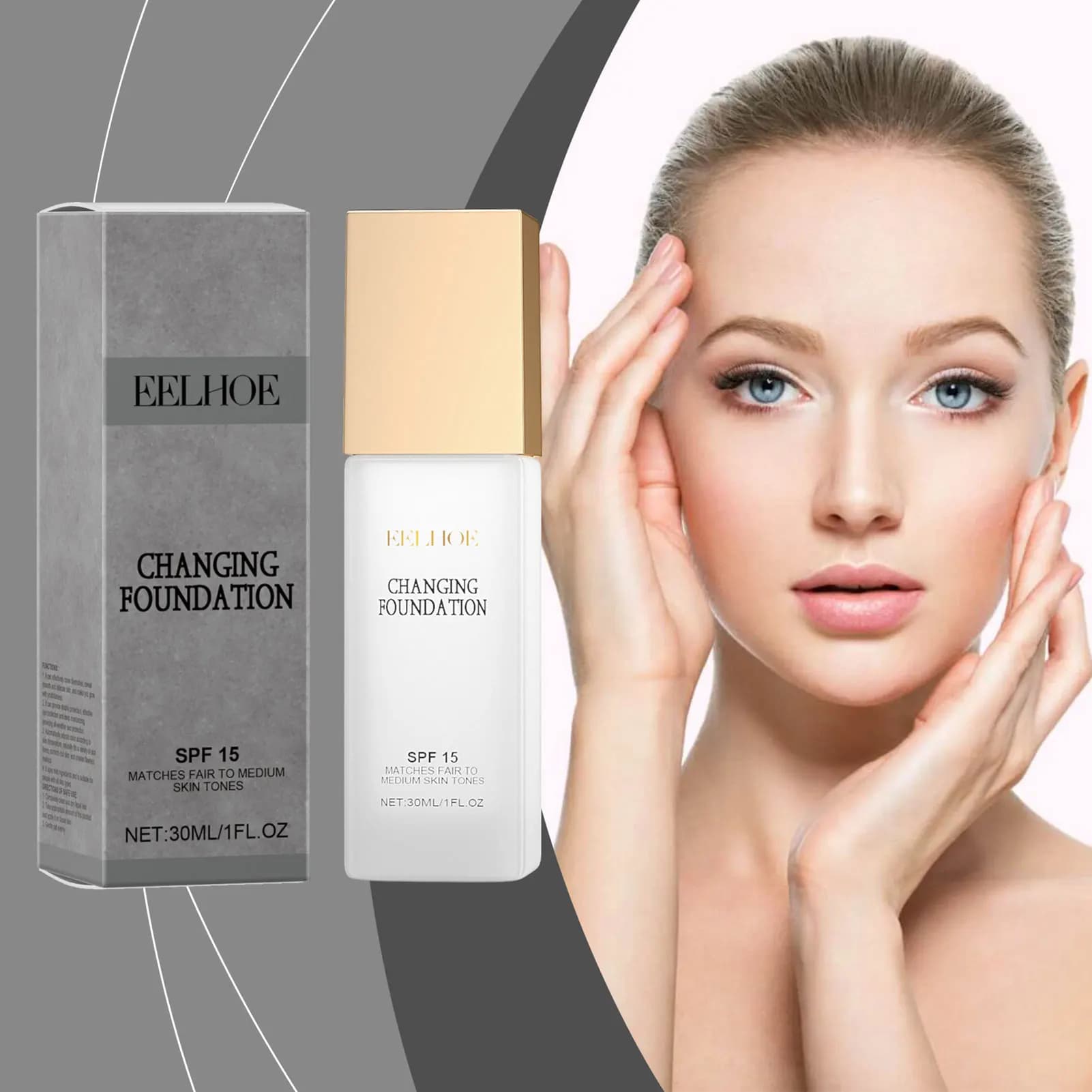 30 ml total moisturizing liquid foundation, oil control concealer, long-lasting waterproof foundation, natural face makeup