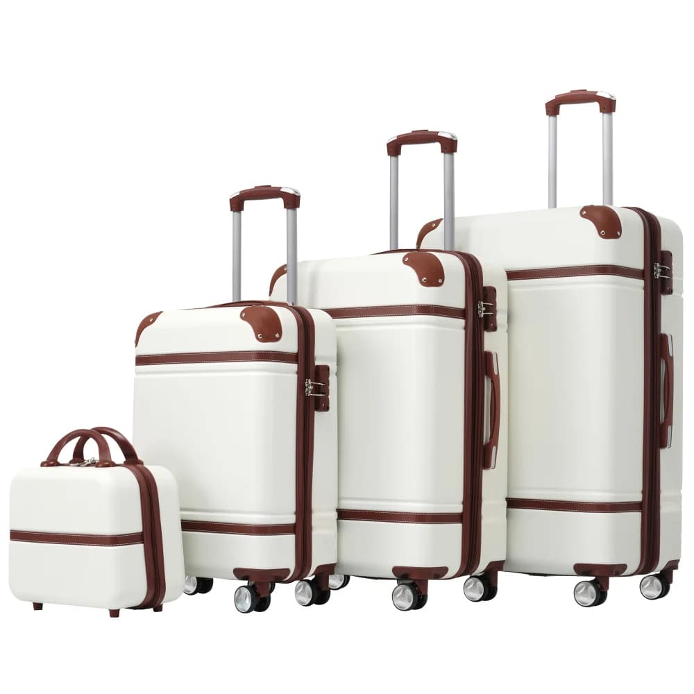 Hardshell Luggage Sets 4 Pieces 20 24 28 Inch Luggages and Cosmetic Case Spinner Suitcase with TSA Lock Lightweight Durable Travel Luggage Set for Family Business Trip and Vacation