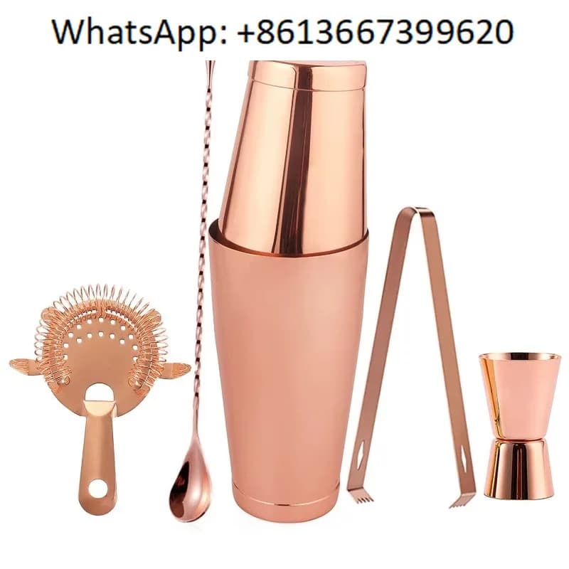Confezione da 7 shaker Boston in acciaio inossidabile 750ml 600ml shaker per cocktail shaker dritto Hawthorn-e colino lacrimetro pinze per ghiaccio