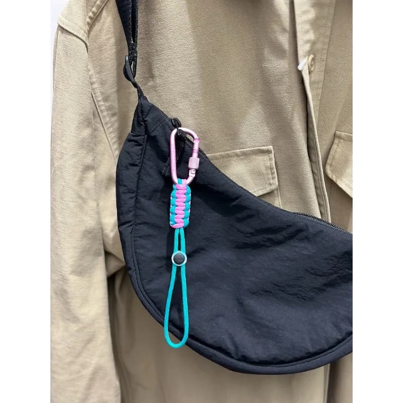 Color blocking key hanging buckle clothing bag hanging rope anti loss key chain beverage kettle bottle mouth fixed quick hanging