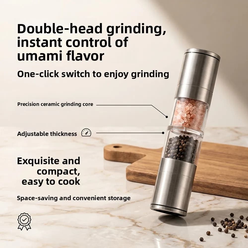 Stainless Steel Manual Pepper Grinder Adjustable Grinding Spice Mill Portable Reusable Kitchen Utensil Durable Seasoning Grinder