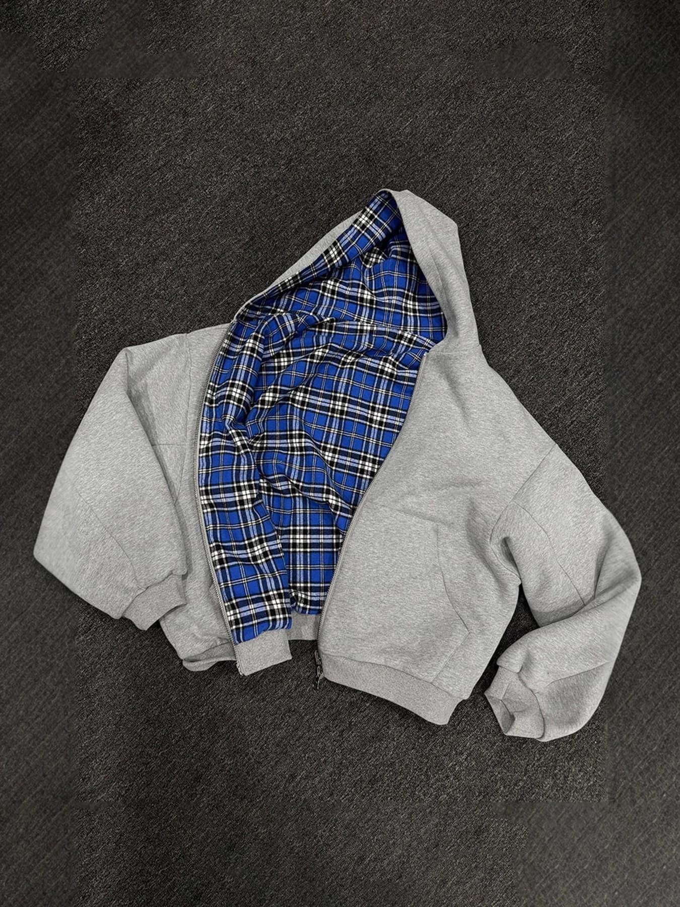 Double-sided knit pullover hoodie retro loose-fitting hooded jacket
