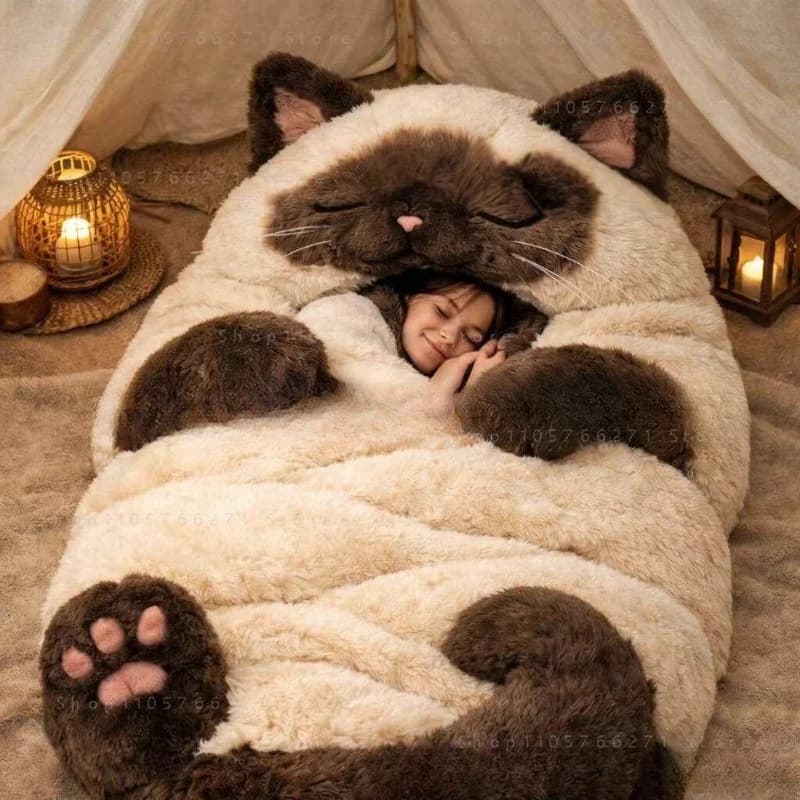 Adults Plush Envelope Sleeping Bag Dog Monkey Slumber Bag Home Travel Camping Cold Weather Men Women Plush Nap Mat Sleeping Bag