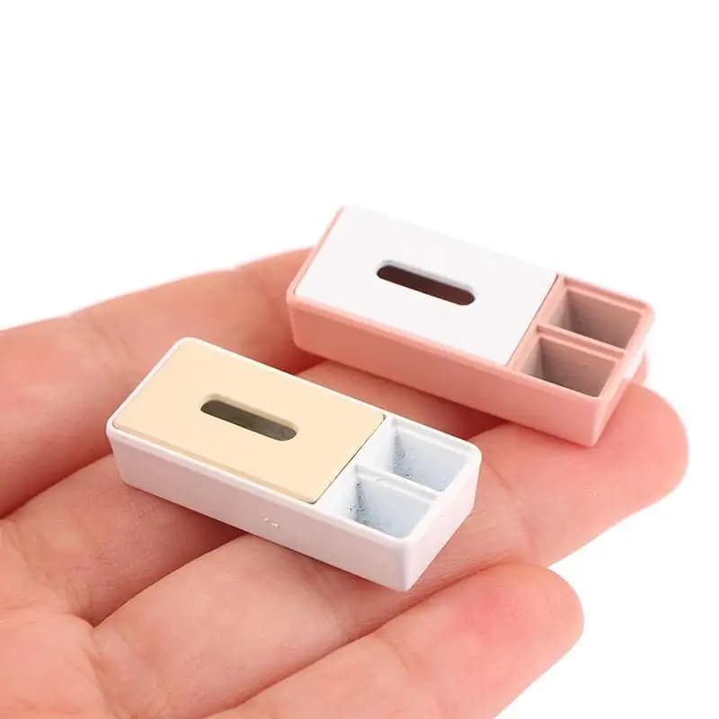 1 pz 1/12 casa delle bambole in miniatura scatola di fazzoletti scatola di immagazzinaggio di cancelleria mini modello scena accessori per bambole decorazione fai da te