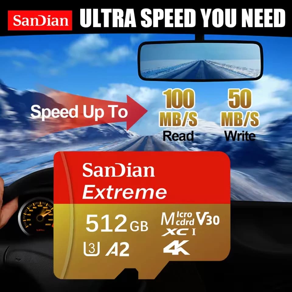 High-Speed 512GB USB Adapter SD Memory Card 128GB Micro TF Card Class 10 for Mobile Phone Laptop PC Camera Mac - High Capacity