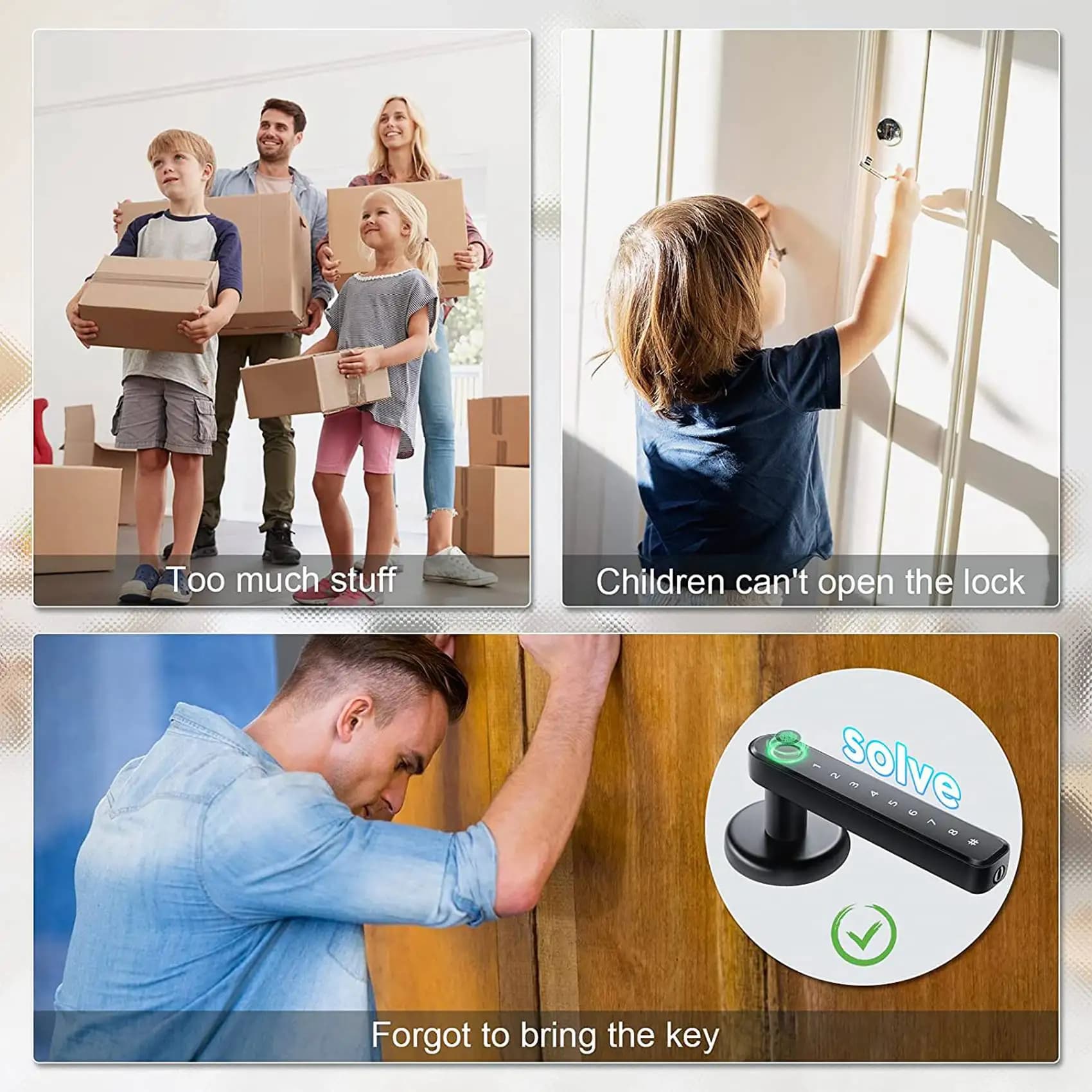T36C 2X Maniglia per porta con serratura intelligente per impronte digitali con tastiera Serratura per porta d'ingresso senza chiave con maniglia per appartamento per ufficio domestico
