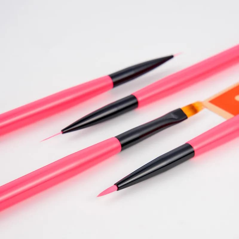 1/10 Pezzi Pennello per Nail Art, Penna per Disegno Unghie in Gel UV, Strumenti con Testa Rotonda e Manico Rosso