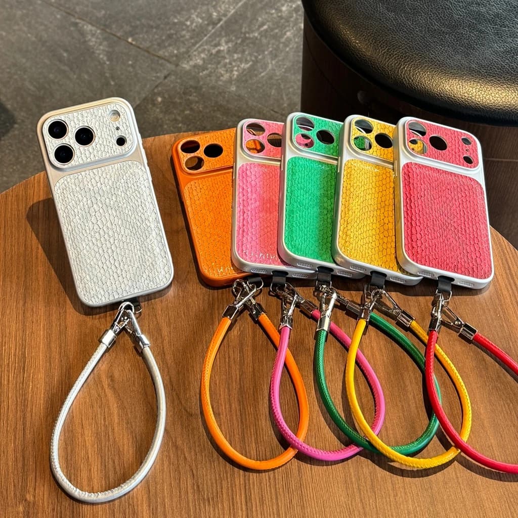Retro lusso rombo modello serpente in pelle artificiale grande finestra con cordino custodia per telefono per iPhone 17 16 15 14 Pro Max