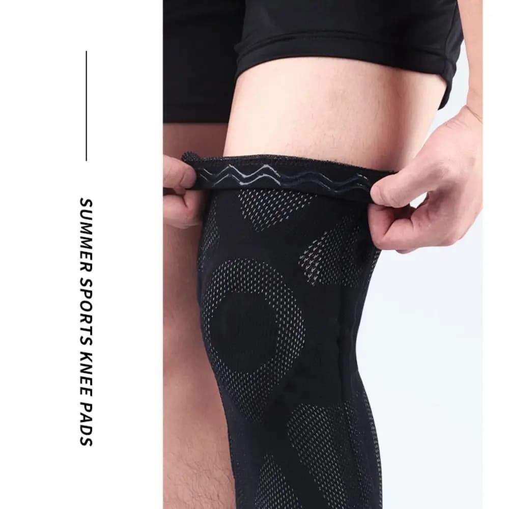 Cuscinetti in gel rotuleo Manicotto di compressione per gambe Ginocchiera lunga Stabilizzatori laterali Supporto per ginocchiera Protezione elastica antiscivolo per ginocchio