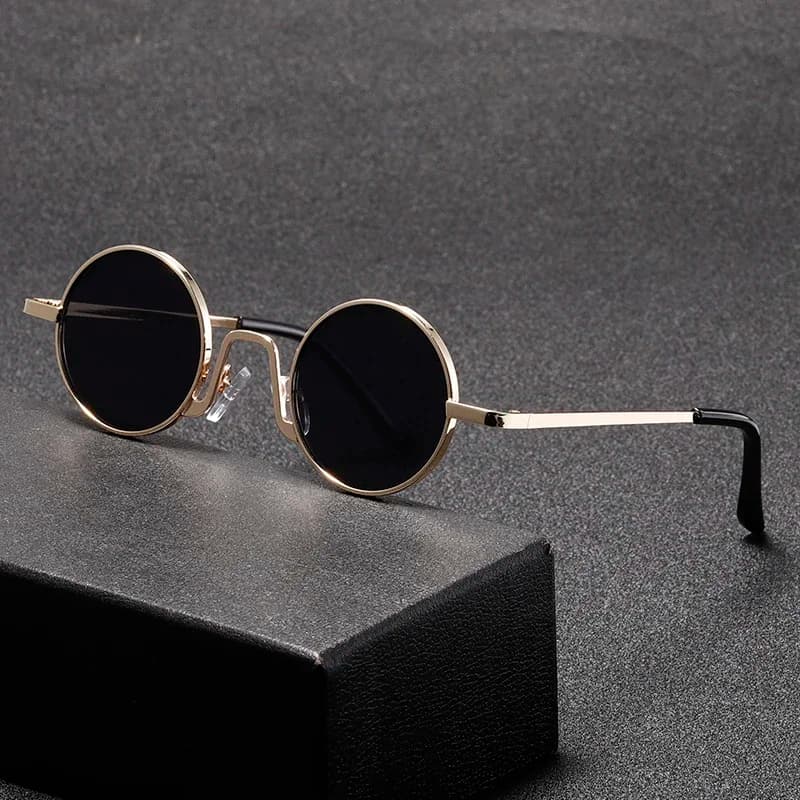 Hot SellingFashion Retro Round Hippie Sunglasses for Women Men Trendy Punk Disco Party Glasses Circle Metal UV Protection Sunglasses