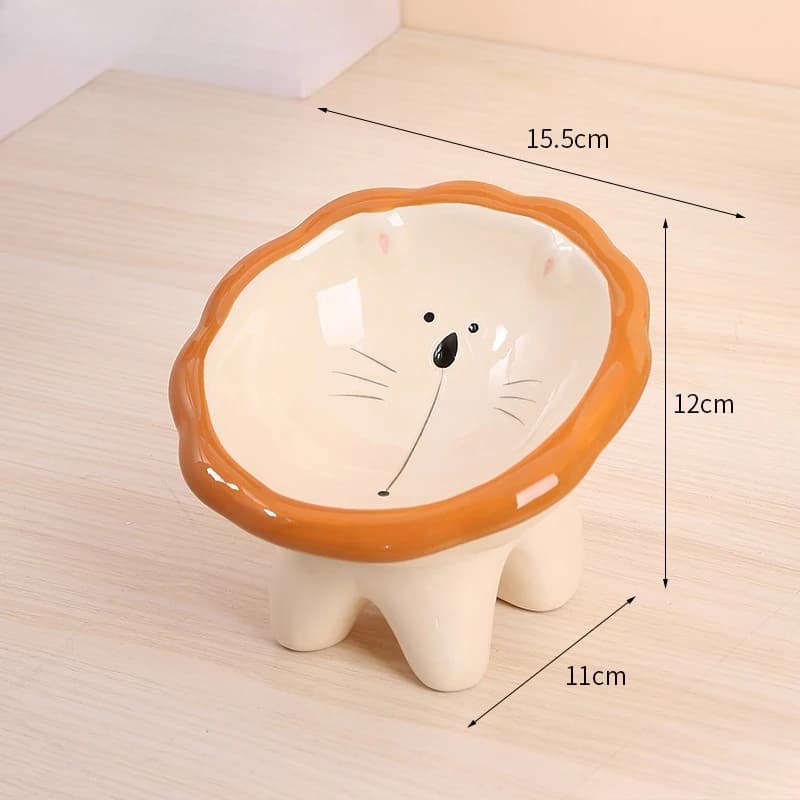 Cartoon Cute Ceramic Pet Bowl High Neck Anti Black Chin Multifunctional Food Water Bowl for Cats and Dogs