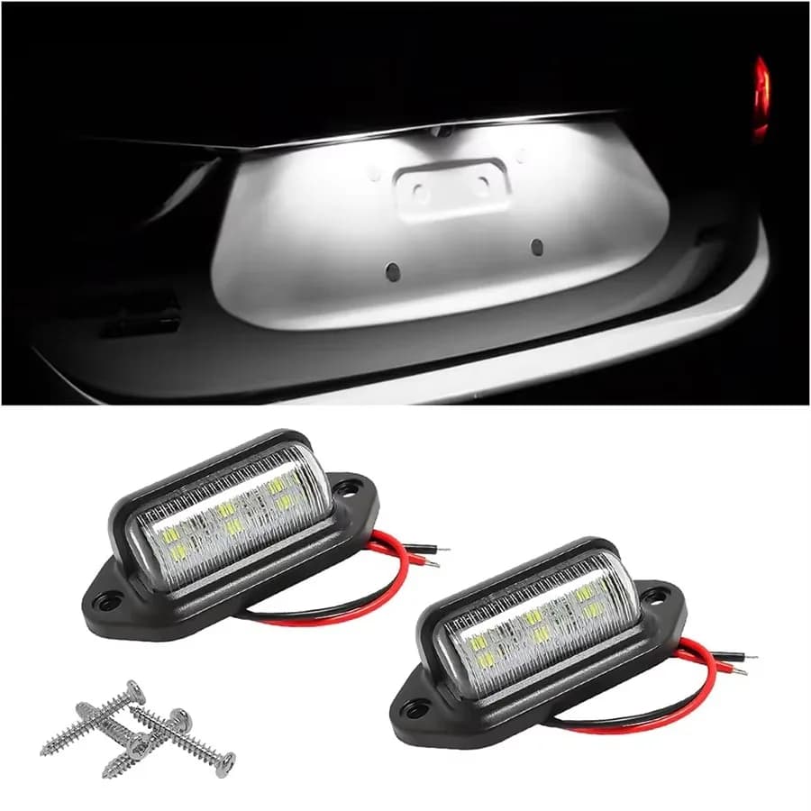 2PCS 6 LED Light Car Plate for SUV Truck Trailer Van Tag Step Lamp White Bulbs Car Products Car Lights Plate