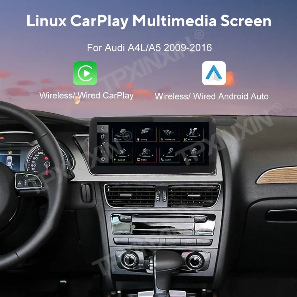 Linux Screen Mirror Link For Audi A4L A5 2009-2016 Upgrade Wireless CarPlay Android Auto Hicar Car Radio IPS Head Unit