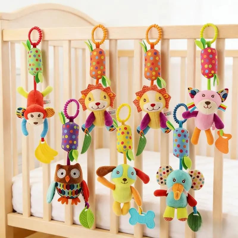 Giocattoli Sonori Pendenti per Neonati, Simpatici Giocattoli Massaggiagengive Morbidi Imbottiti, Giocattoli Sensoriali Scricchiolanti e Sonori per Neonati, Regalo per Neonati