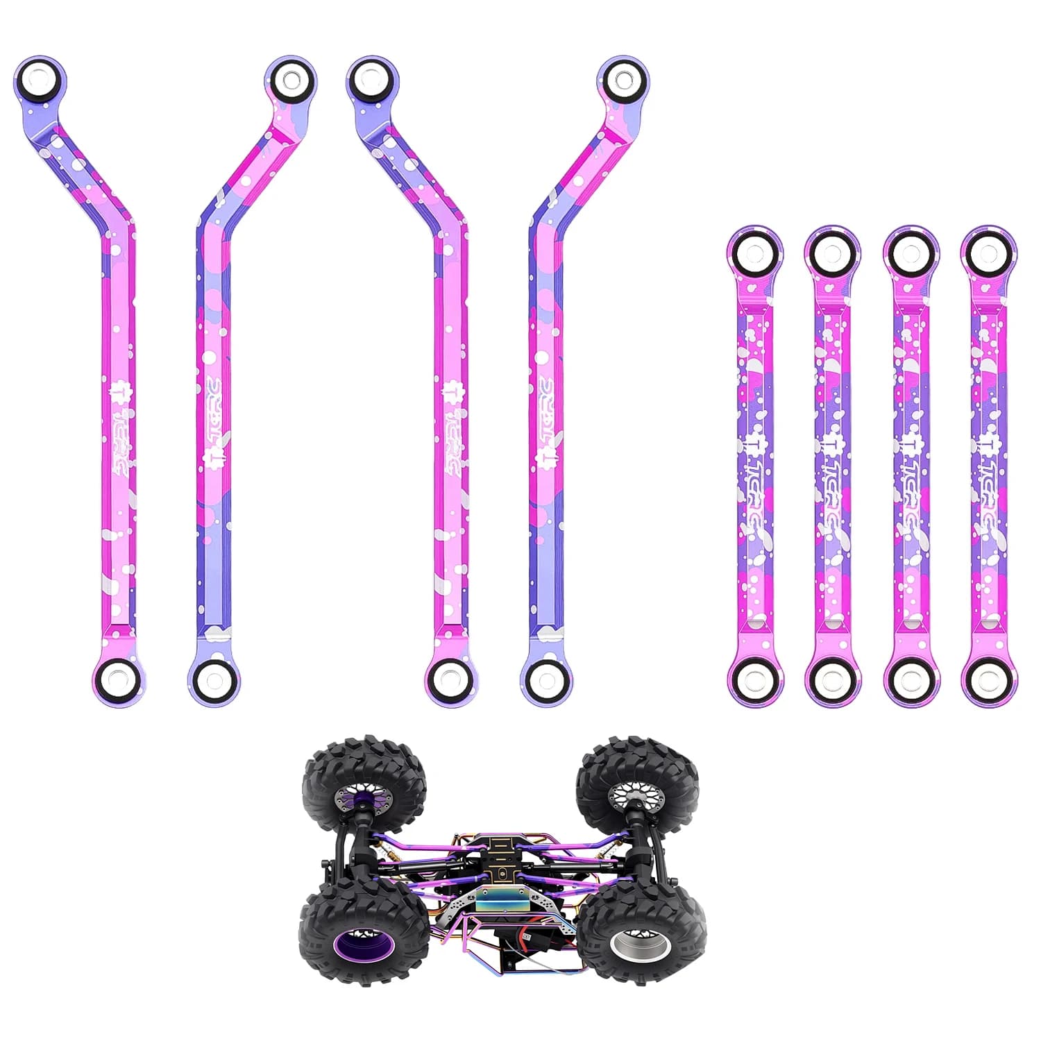 Set di collegamenti a barra per sospensioni con telaio in alluminio ad alta distanza dal suolo TCRC per Axial AX24 XC-1 (interasse esteso di 150 mm)