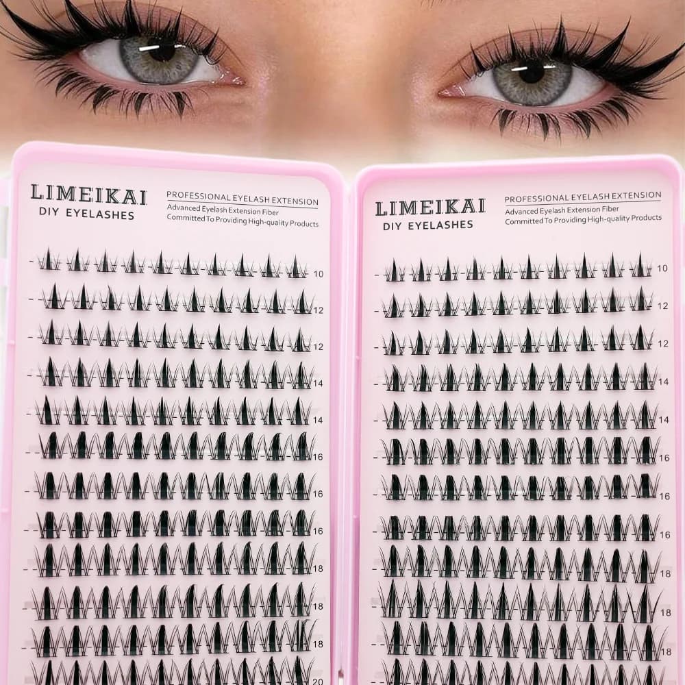 240 eyelash clusters, C-roll comic eyelash extension, thin natural transparent eyelash curler, waterproof DIY home eyelash exten