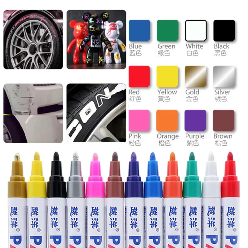 Penna per riparazione graffi auto impermeabile Vernice automatica Penna per riparazione permanente Battistrada per auto Pneumatico Penna per disegno artistico fai da te Manutenzione dello styling automatico