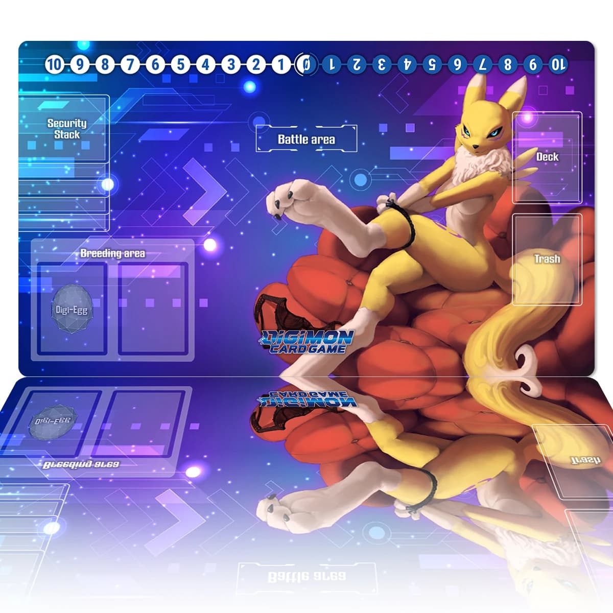 Tappetino da Gioco Digimon Renamon DTCG CCG, Tappetino per Giochi di Carte Collezionabili, Tappetino Anime per Mouse, Tappetino da Scrivania in Gomma, Borsa Inclusa, 60x35cm