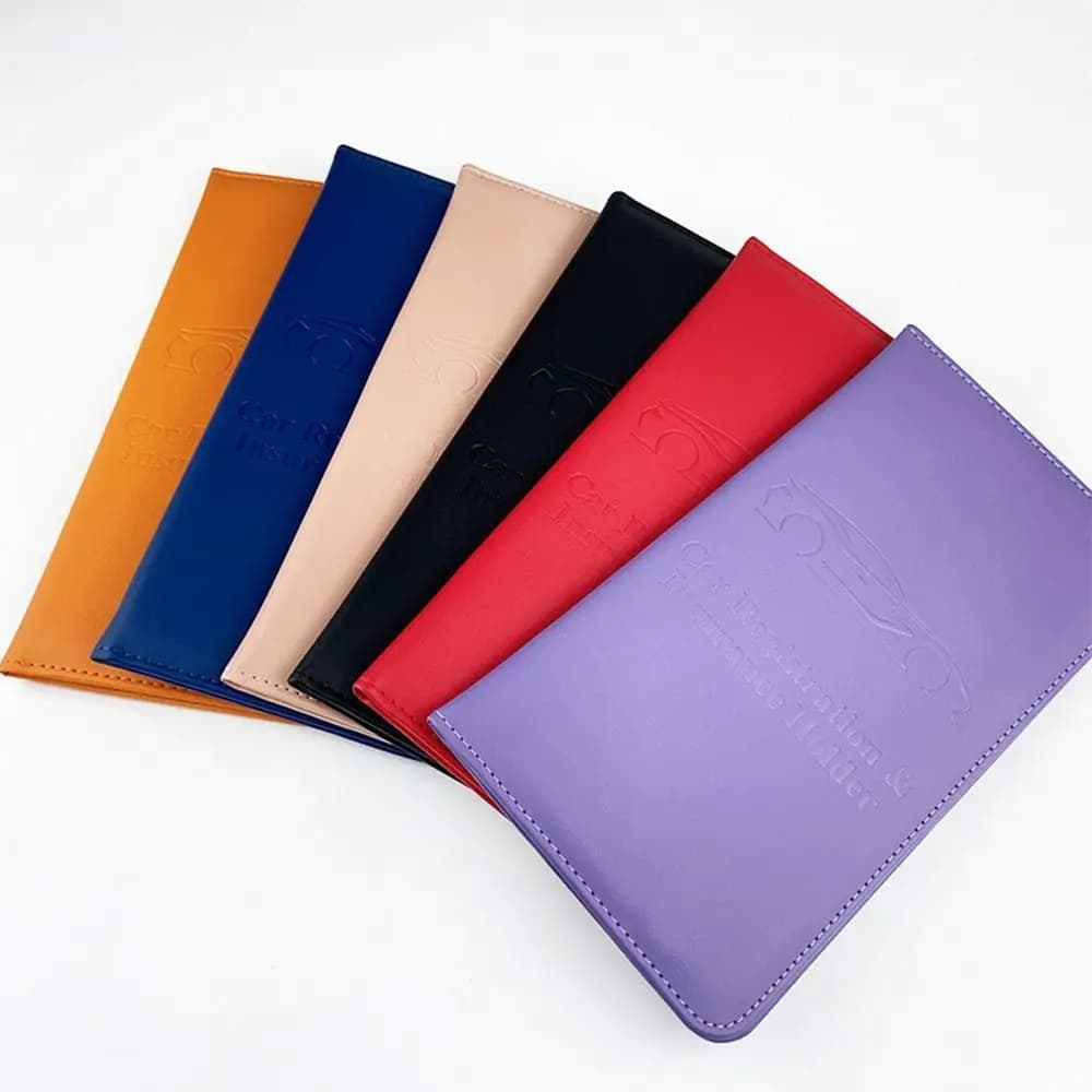 PU Leather Car Registration Holder Protective Durable License Document Holder Universal Passport Card Wallet