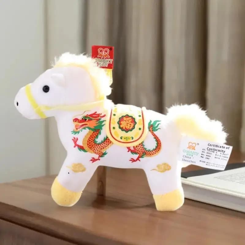 Attraente cartone animato pony bambola di pezza portachiavi zodiaco cavallo ciondolo borsa decorazione portachiavi auto memento di capodanno.