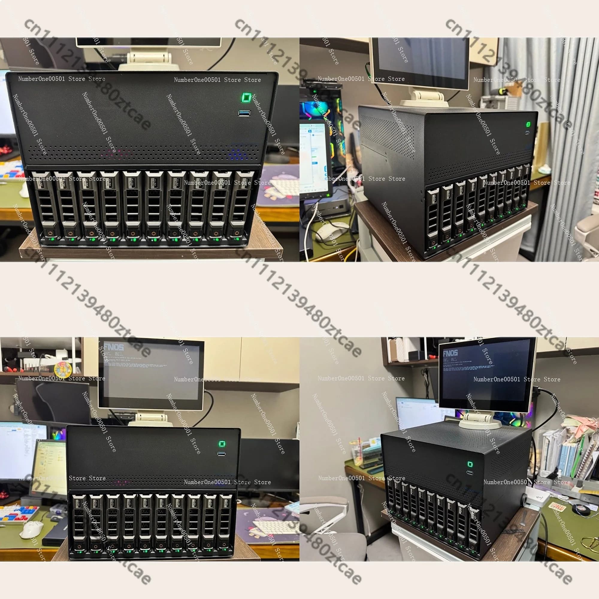 MATX NAS Chassis, 10+2 Drive Bays, 1U PCI-E Power Supply, 0.8mm Steel DIY Network Storage Server Case