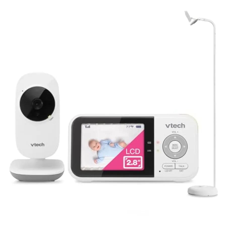 Monitor per Bambini VTech VM819 con Schermo da 2,8 Pollici, Visione Notturna, Audio Bidirezionale, Sensore di Temperatura, Ninna Nanna, Trasmissione Sicura Senza Wi-Fi