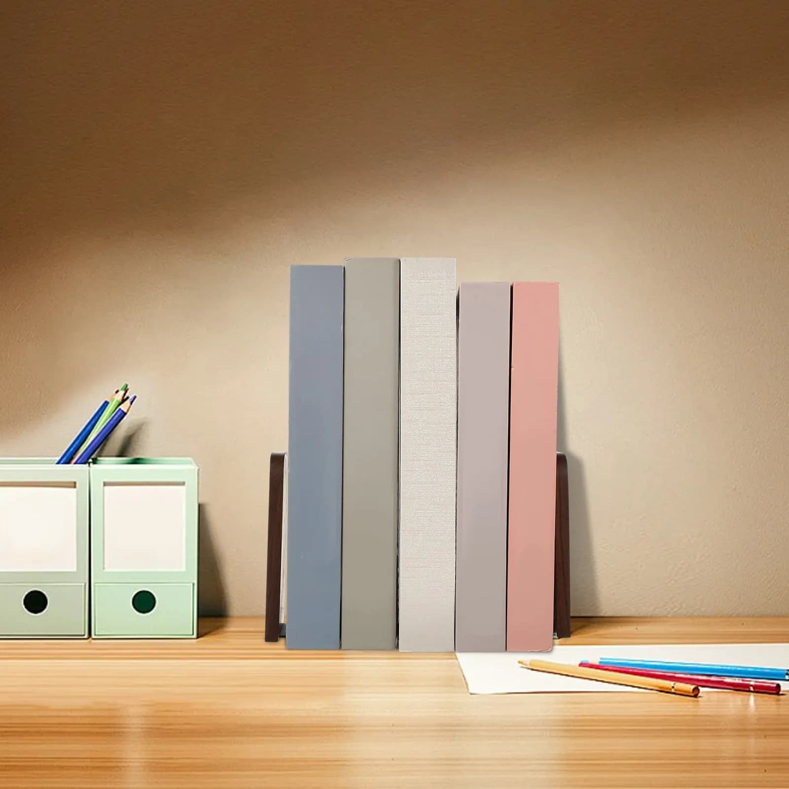 2 Pezzi Eleganti Fermalibri in Legno Minimalisti Antiscivolo, Accessori per Libreria, Organizzatore di Libri, Decorazione per Cucina e Scrivania