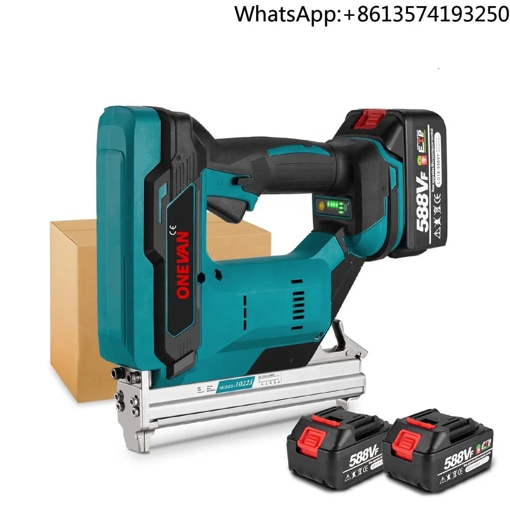 ONEVAN 1022J 2 marce Brushless Cordless Elettrico Chiodatrice Cucitrice Mobili Graffetta Pistola Strumenti di Lavorazione Del Legno per Makita Batteria FAI DA TE