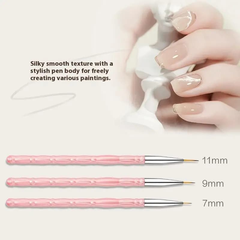 Per dettagli sottili Pennello per disegno fine Pennello per smalto gel UV Strumento per la progettazione delle unghie 3 pezzi / set Pennelli per nail art Pennello per nail art