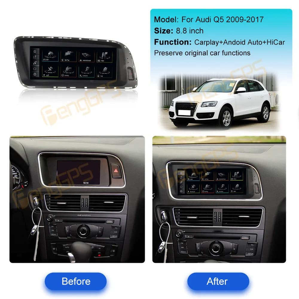 8.8 Inch Linux CarPlay Car Radio For Audi Q5 2009-2017 Touch Screen Multimedia Player GPS Navigation Head Unit DSP Auto