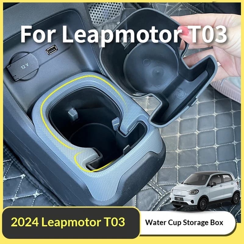 Scatola portaoggetti per auto Leapmotor T03 2024, porta bicchieri per console centrale, contenitore per rifiuti in TPE, scatola modificata